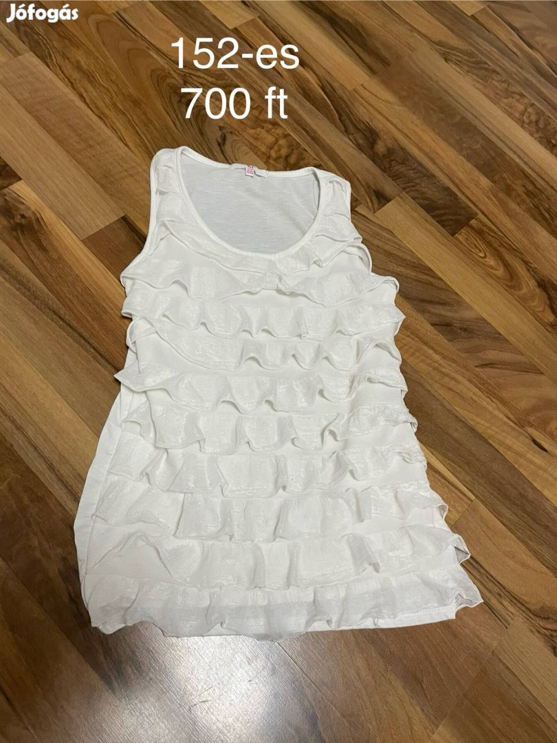 152-es fehér fodros kislány trikó