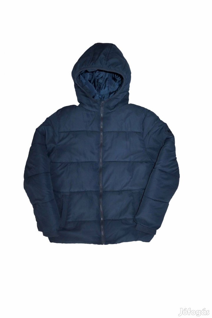 152-es kék kapucnis steppelt kabát 152 fiú dzseki