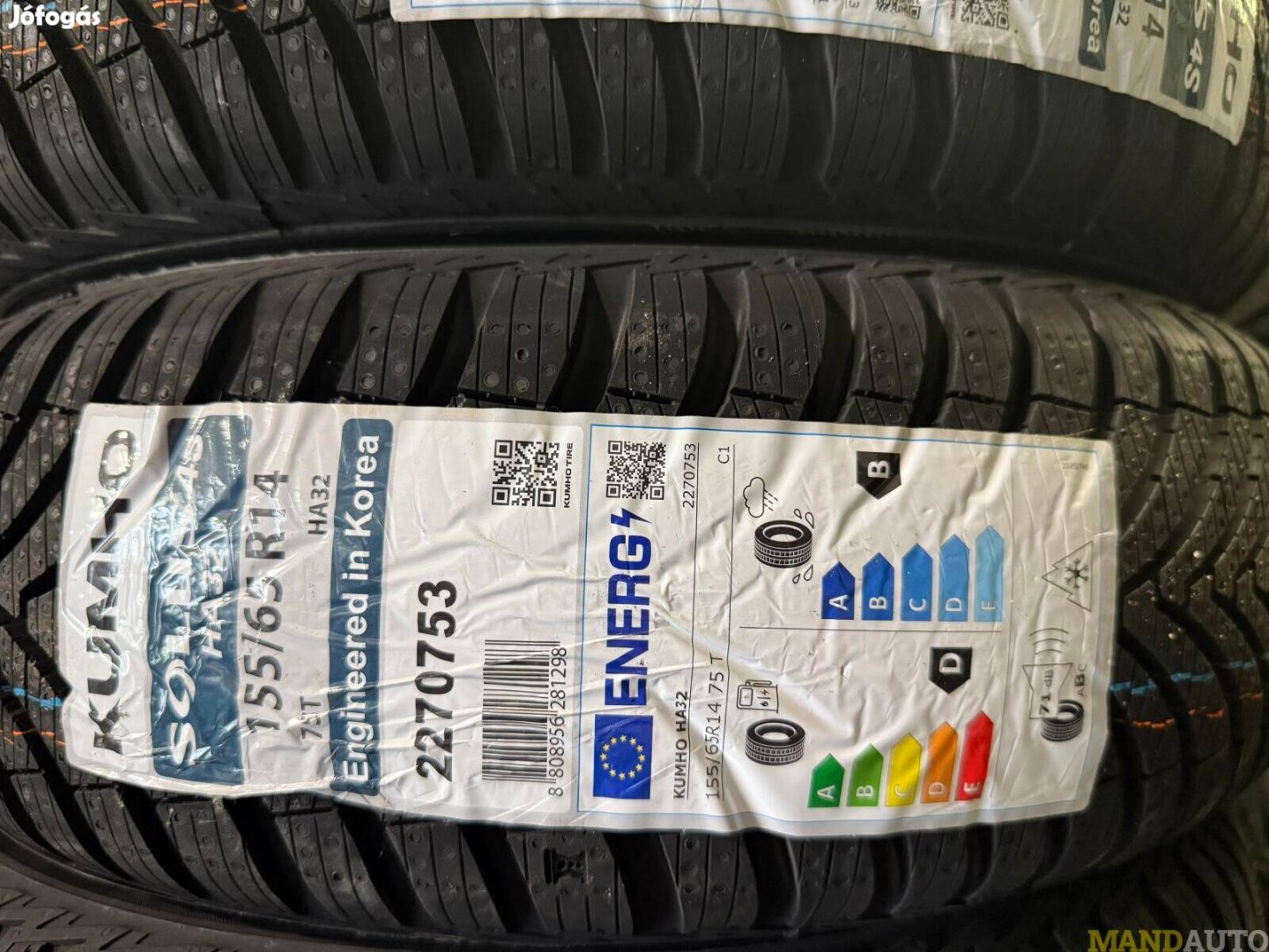 155/65R14 Kumho Solus 4S HA32,Új négy évszakos gumi