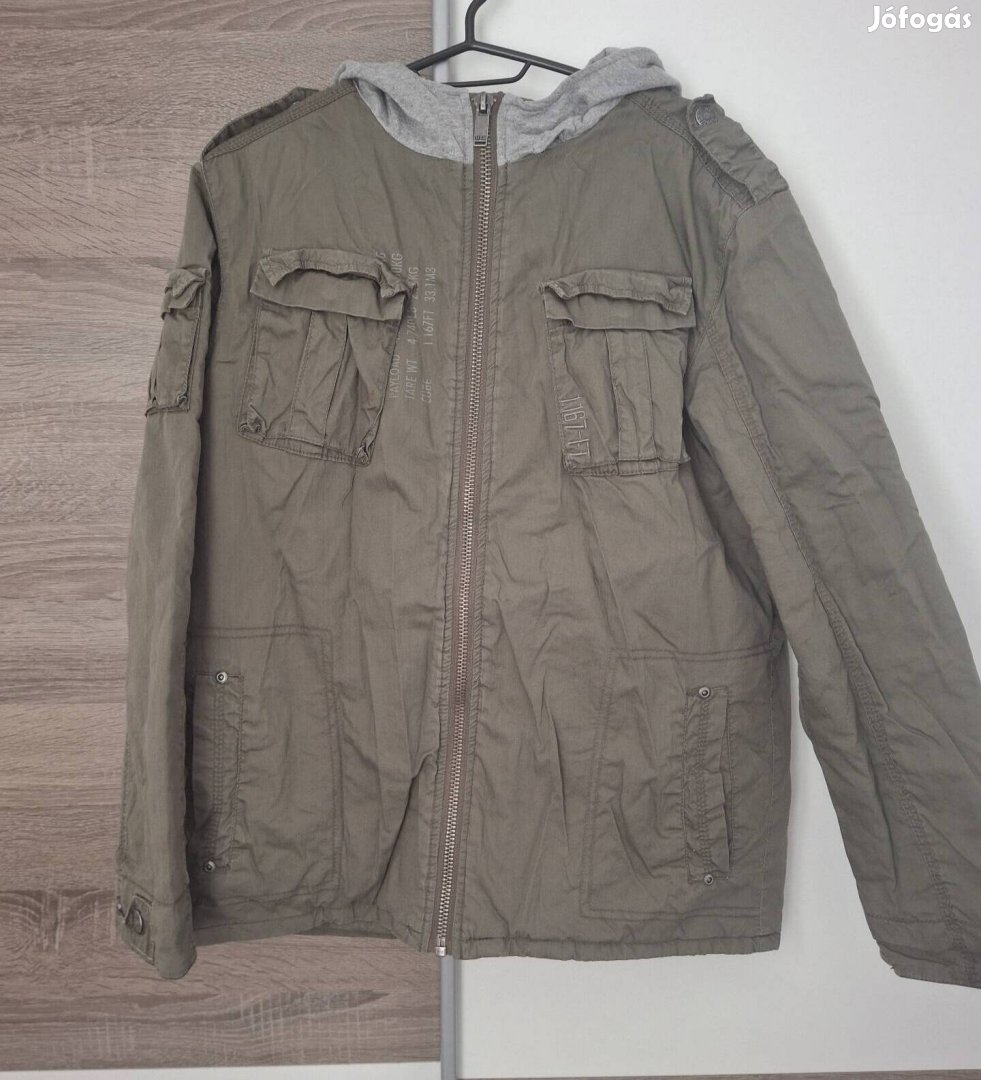 158 164 átmeneti kapucnis kabát vadász vadászkabát zöld