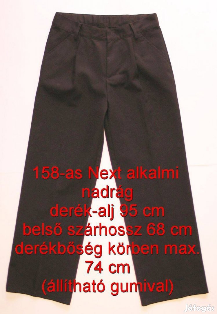 158 -as 13 év Next alkalmi nadrág fekete állítható derék mértem bh 68
