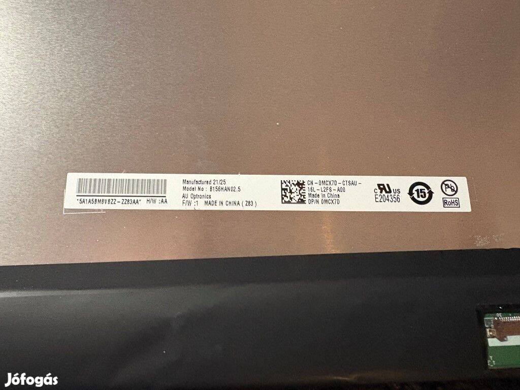 15.6 FHD LED matt kijelző, B156HAN02.5, !!!Értékcsökkent!!!