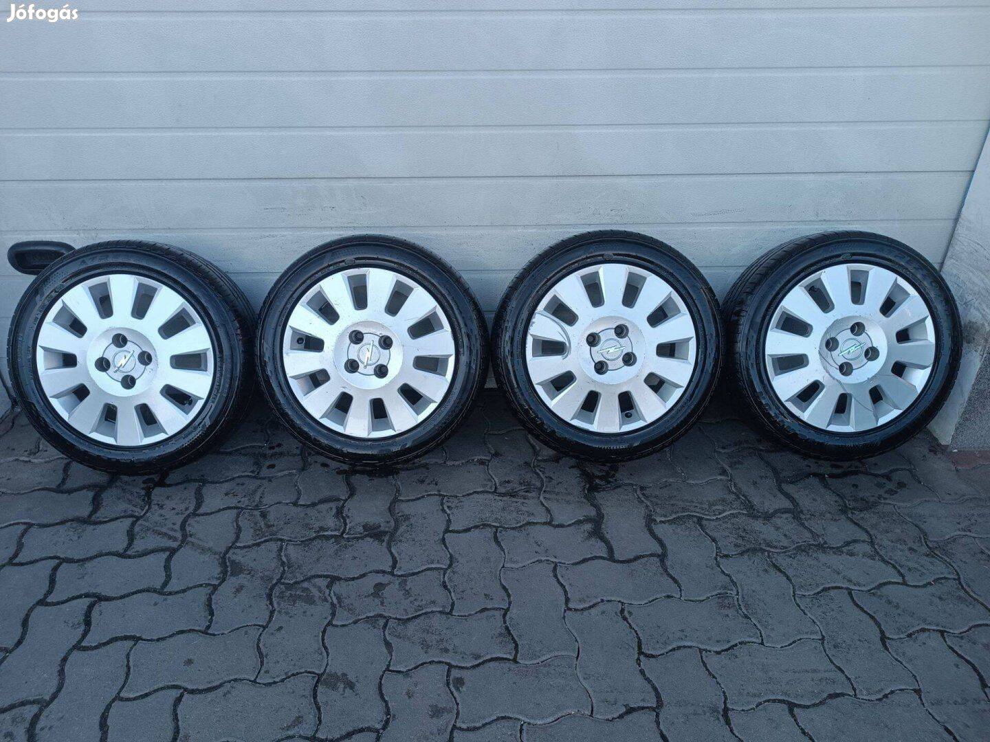 15" 4x100 Gyári Opel alufelni nyári gumival eladó!