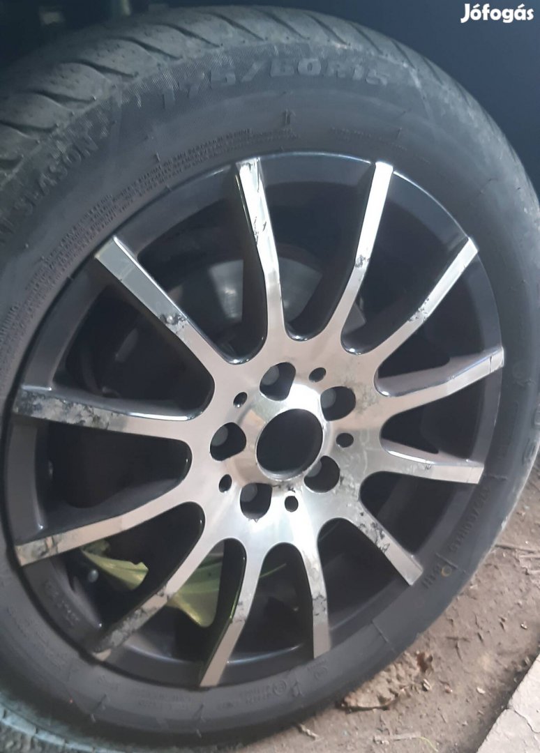 15" 5x100 alufelni garnitúra 175/60r15 négyévszakos gumi 2023