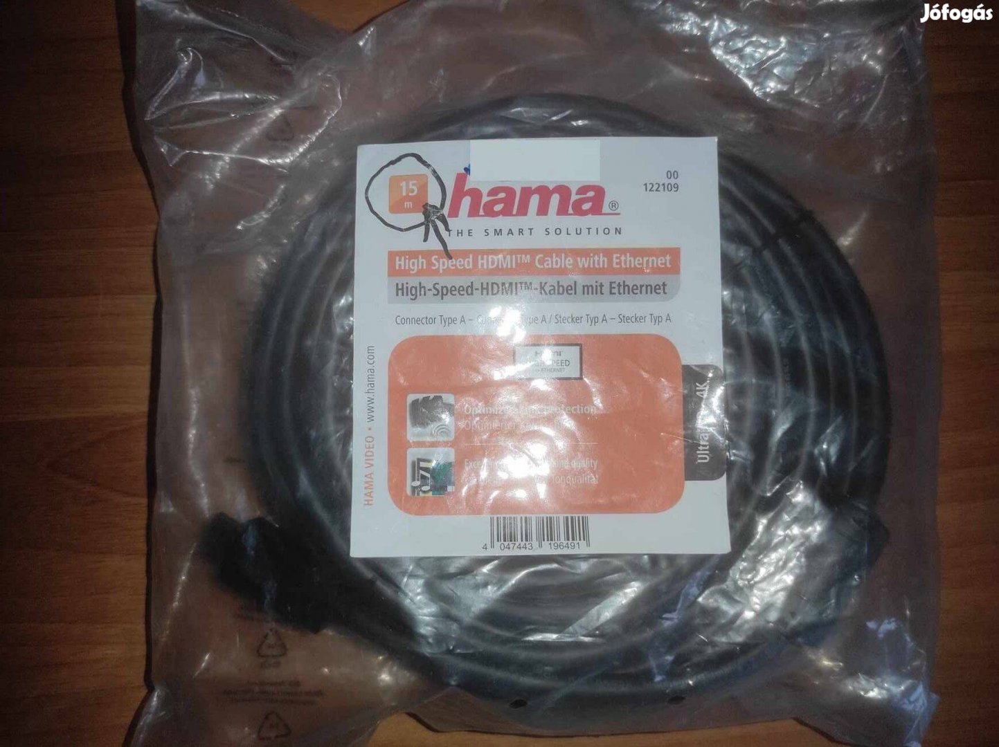 15 méteres Hama 4K-s HDMI kábel! Bontatlan/új (lásd fotók)!