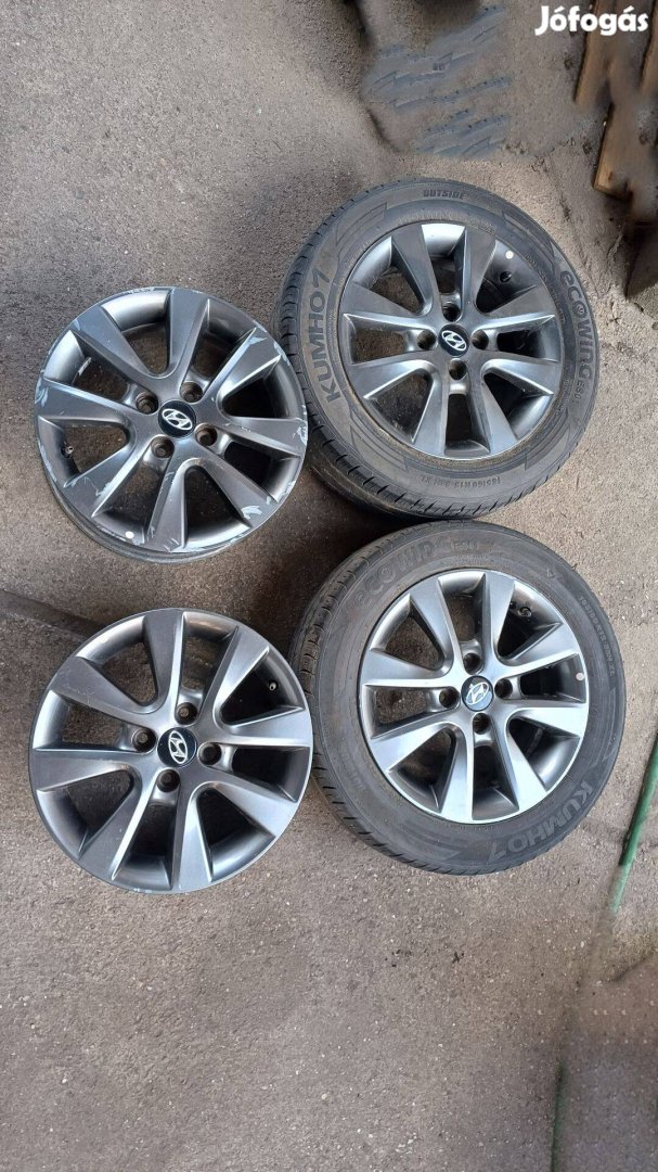 15-ös Hyundai I20 gyári alufelni garnitúra 4x100-as osztókörrel