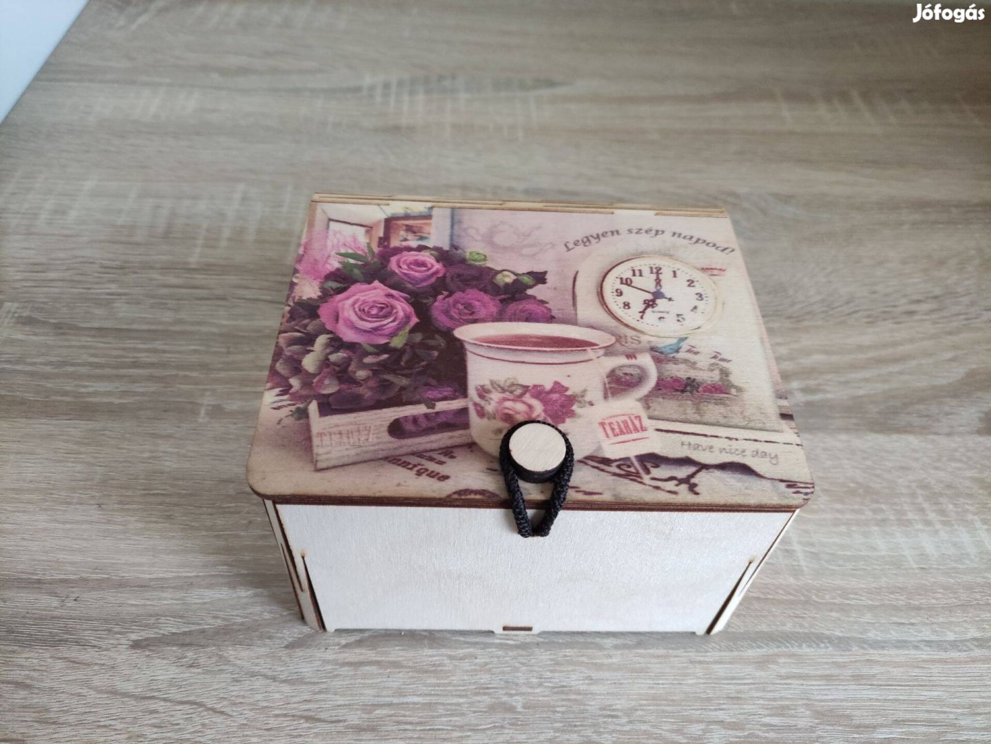 15x13x8 cm-es új fa doboz tea filternek csecsebecsének