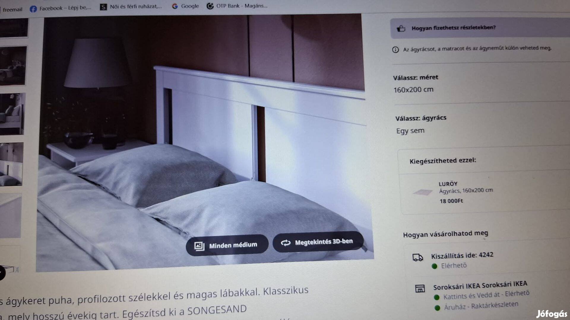 160 cm.széles fa fehér ágy