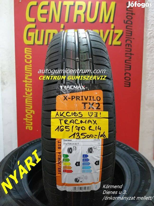 165/70r14 Tracmax új nyári gumi 13.500 Ft