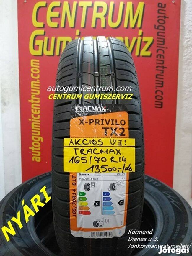 165/70r14 nxári gumi újak -Tracmax. 13.500 Ft