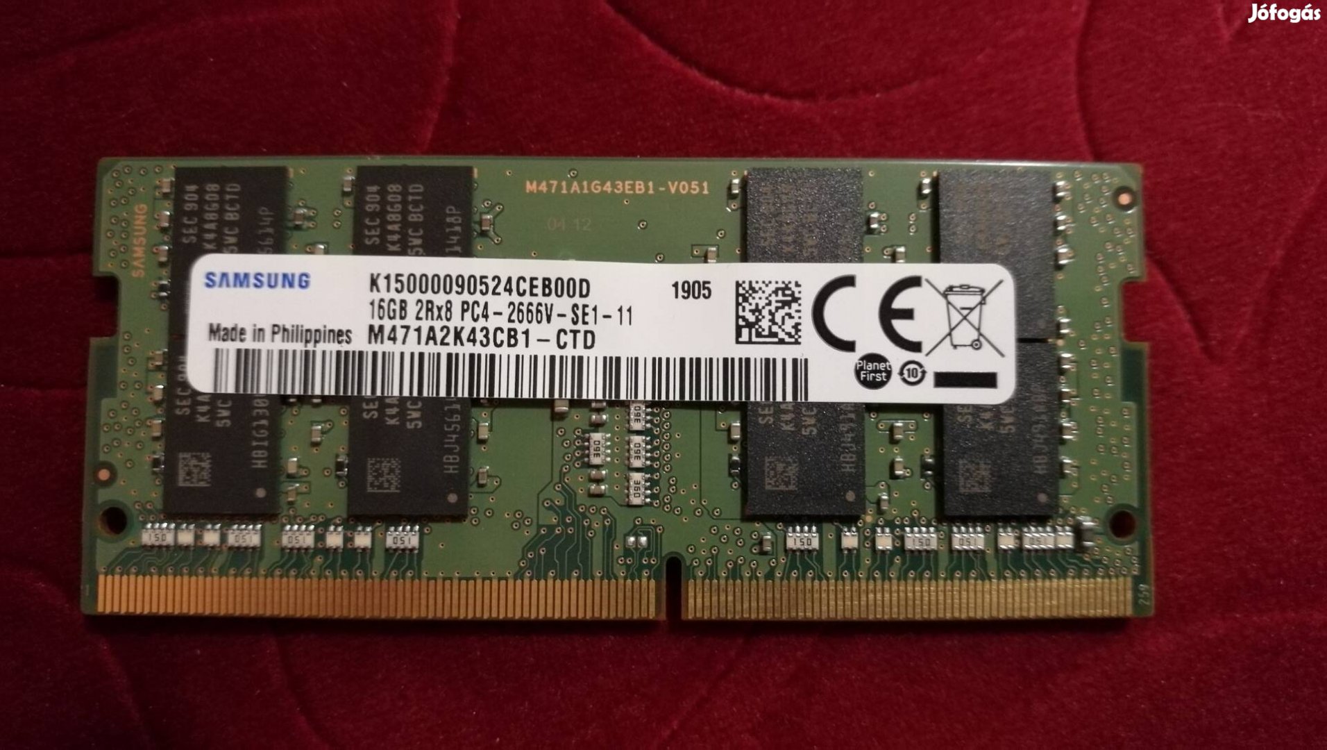 16 Gb DDR4 Samsung laptop ram eladó