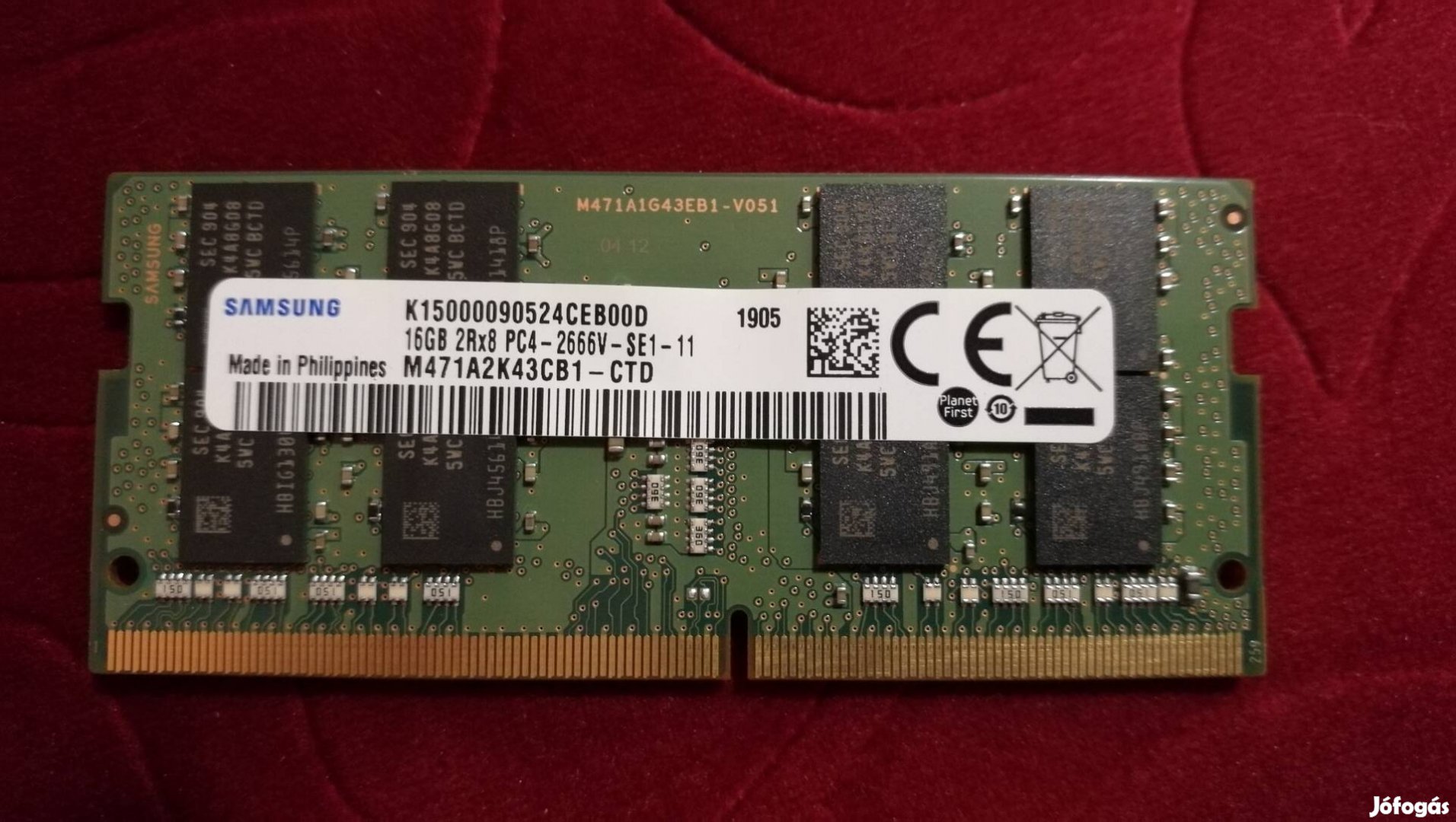 16 Gb Samsung DDR4 laptop ram eladó