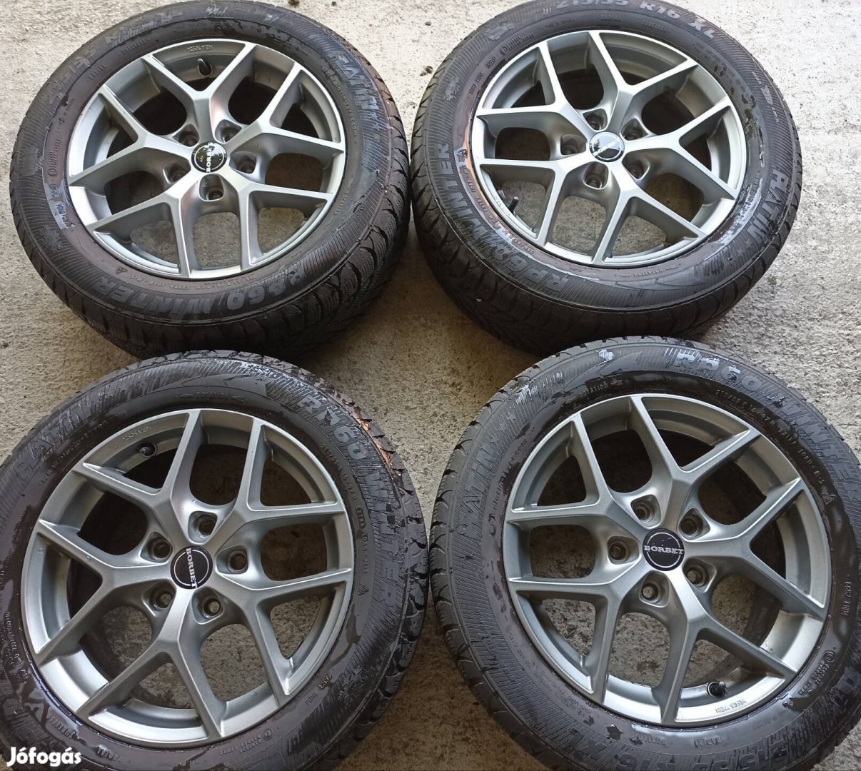 16" Borbet alufelni 5X114,3 újszerű téligumi 215/55r16