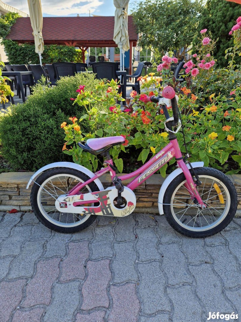 16" rózsaszín, kontrás gyerek lány kerékpár 95 sz