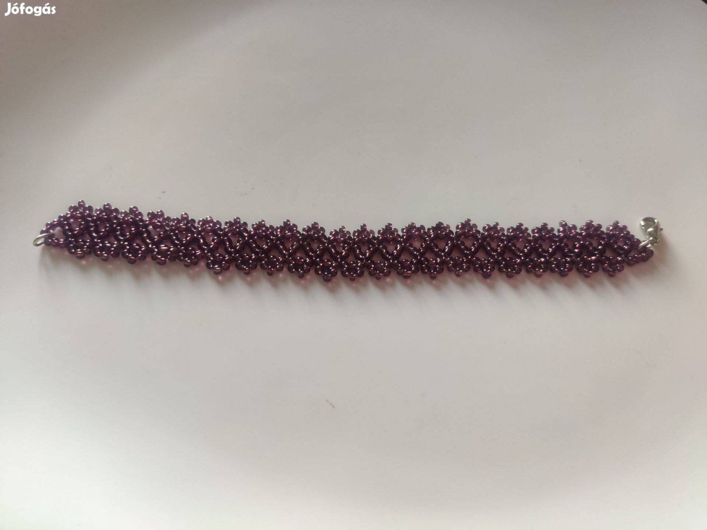 16 cm hosszú, lila gyöngy karlánc - gyöngyfűzött karkötő