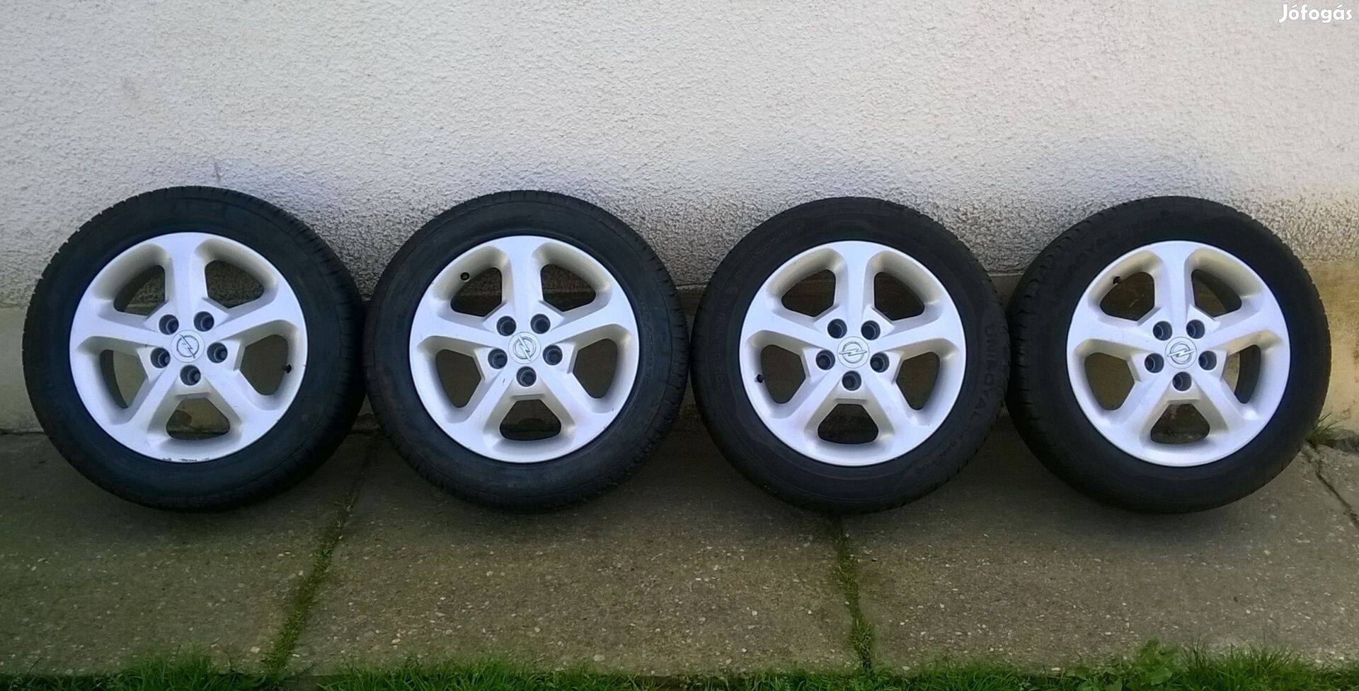 16-os 5x110-es Opel alu 205 55R16 Pirelli-Uniroyal nyári gumival eladó