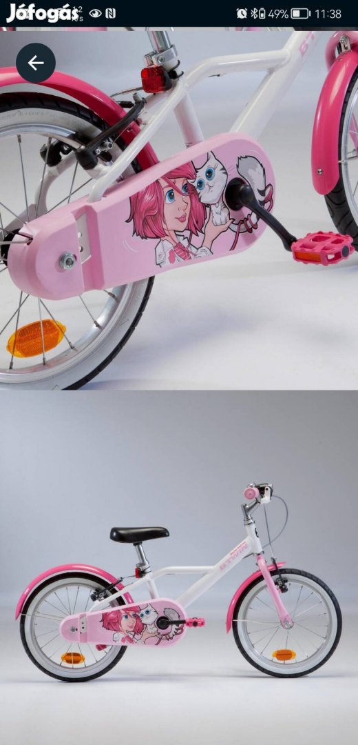 16-os kislány kerékpár oldal kerékkel eladó 
