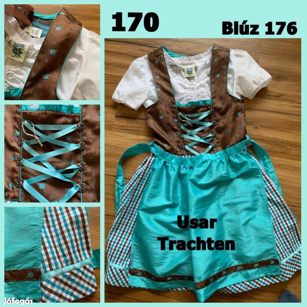 170-es barna-türkiz Kislány Dirndl ruha /Usar Trachten/