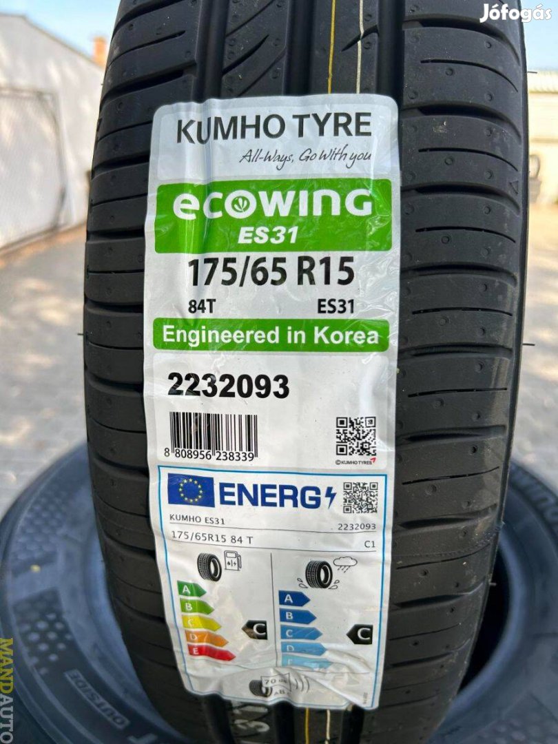 175/65R15 Kumho Es31(Dot:2024),Új nyári gumi