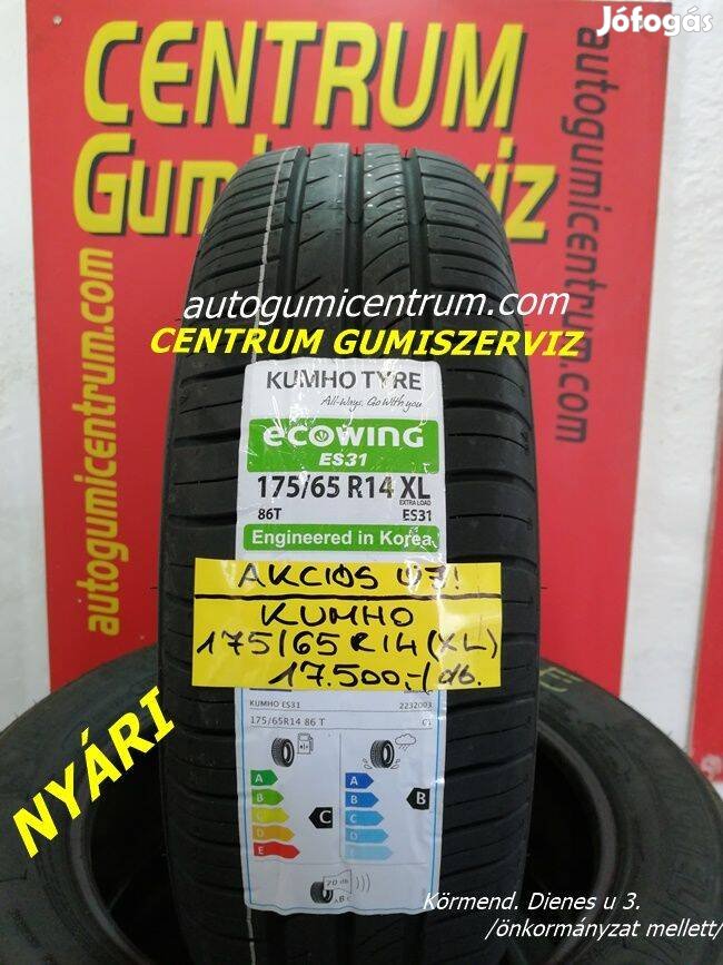 175/65r14 nyári gumi újak -Kumho. 17.500 Ft