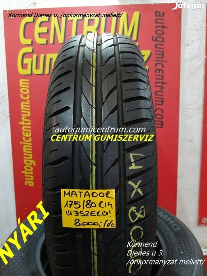 175/80r14 használt nyári gumi Matador 4db 8.000 Ft