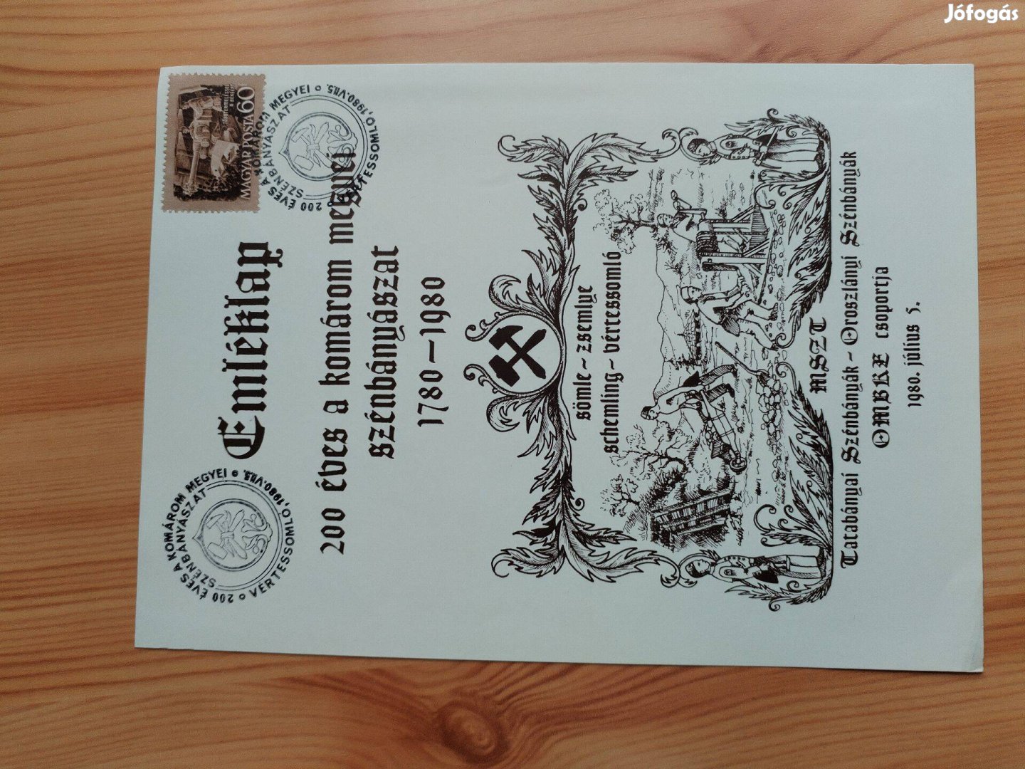 1780-1980 emléklap 200 éves a Komárom megyei Szénbányász