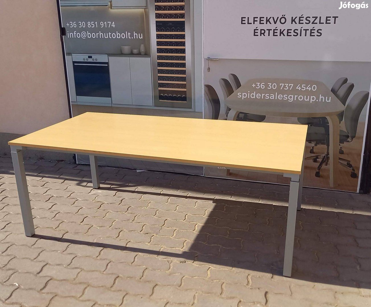 180x90 cm konferencia asztal, tárgyalóasztal, bükk színű - használt