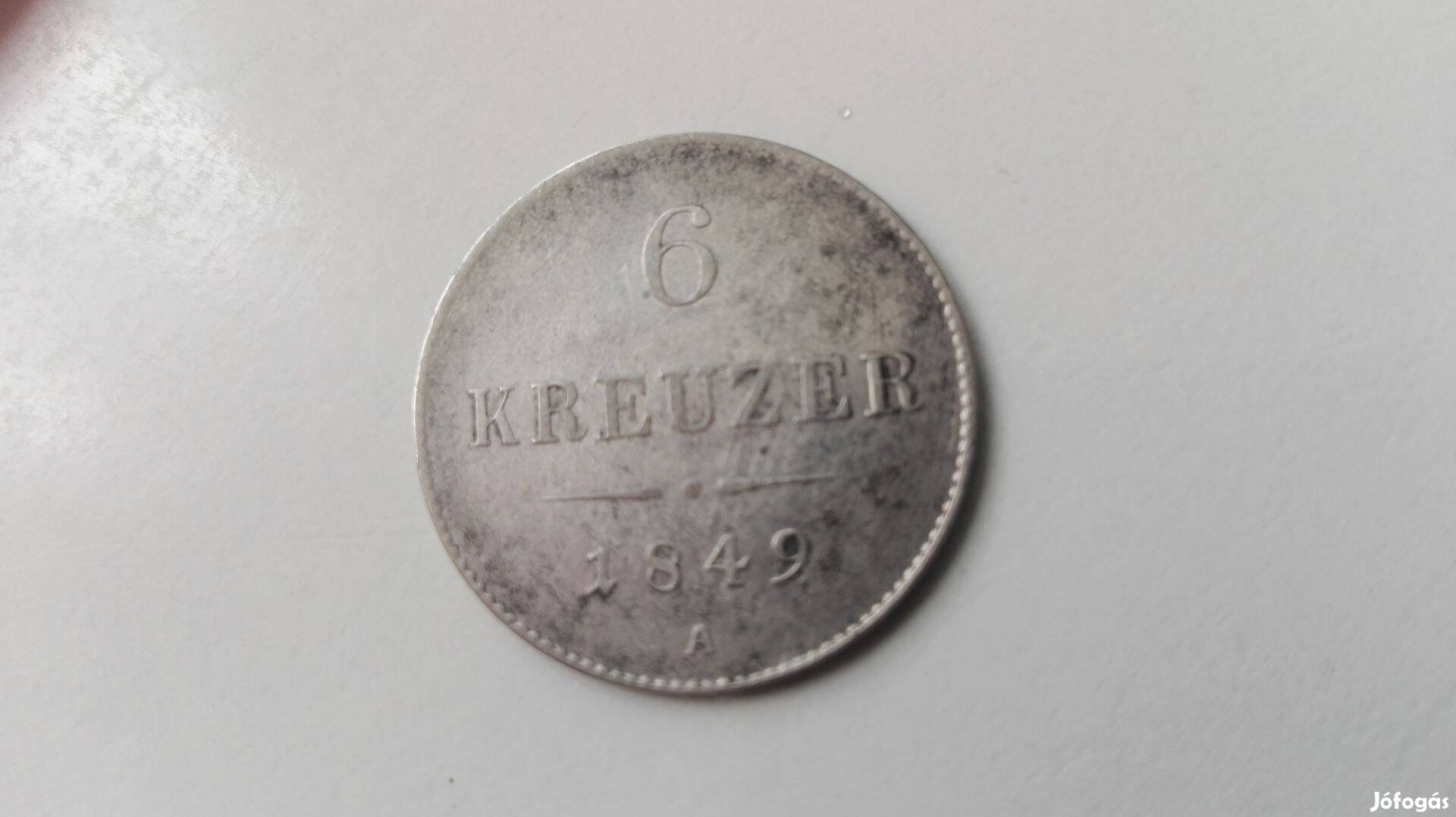 1849-es Ferenc József ezüst 6 kreuzer