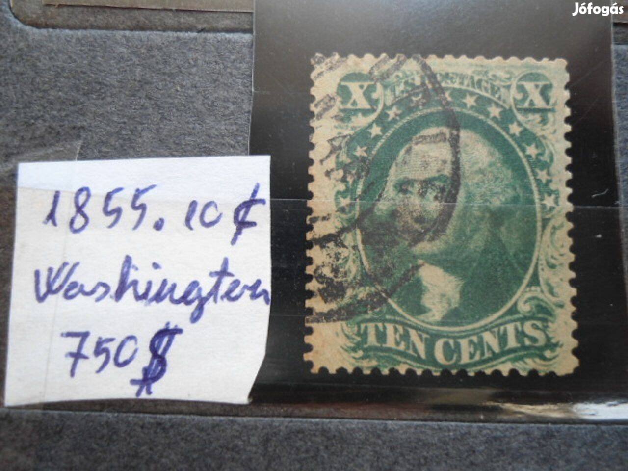 1855.Washington.10 c.USA stamp For Sale.750 Euró