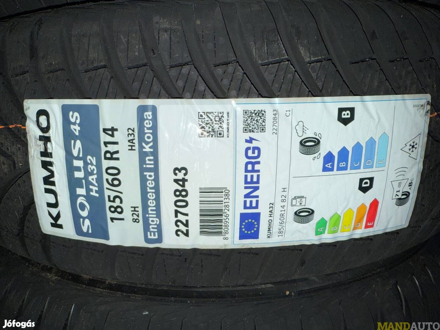 185/60R14 Kumho Solus 4S HA32,Új négy évszakos gumi