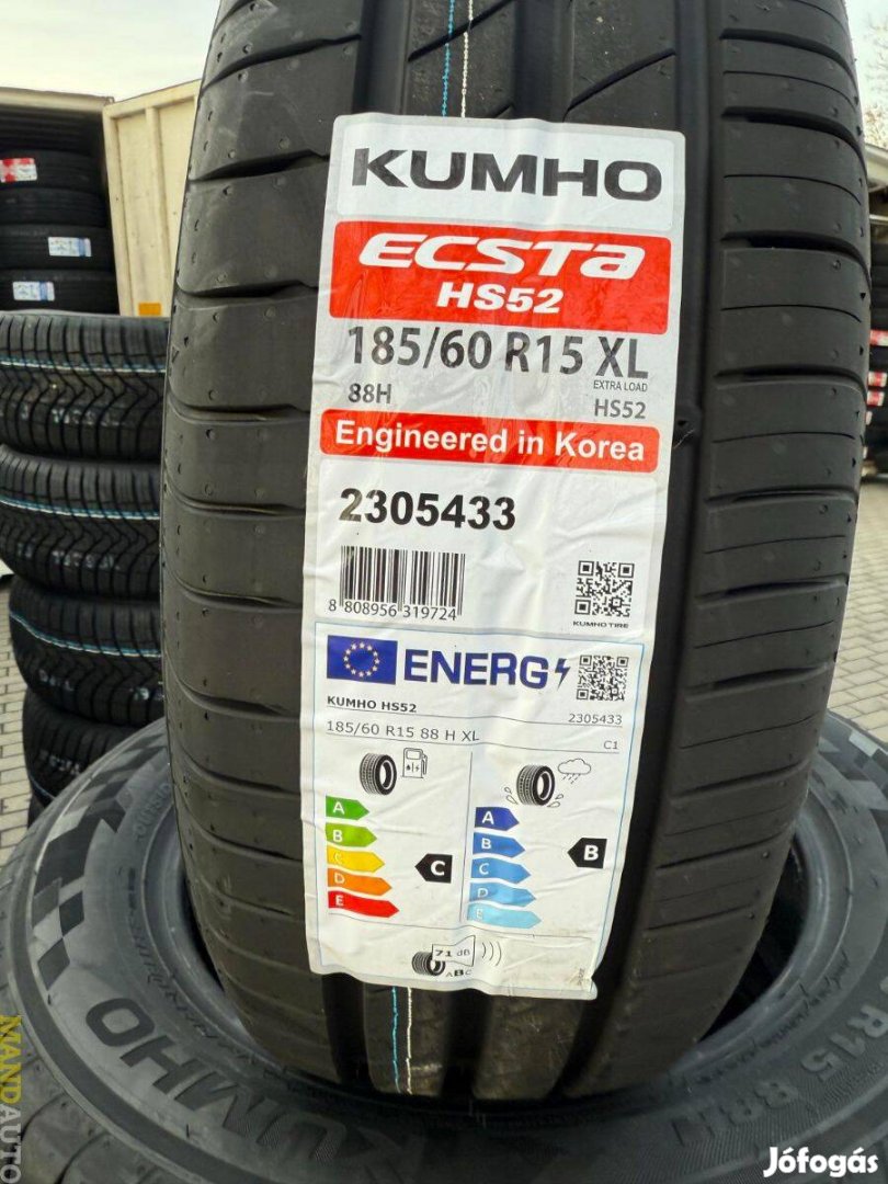 185/60R15 Kumho Ecsta HS52(XL),Új nyárigumi