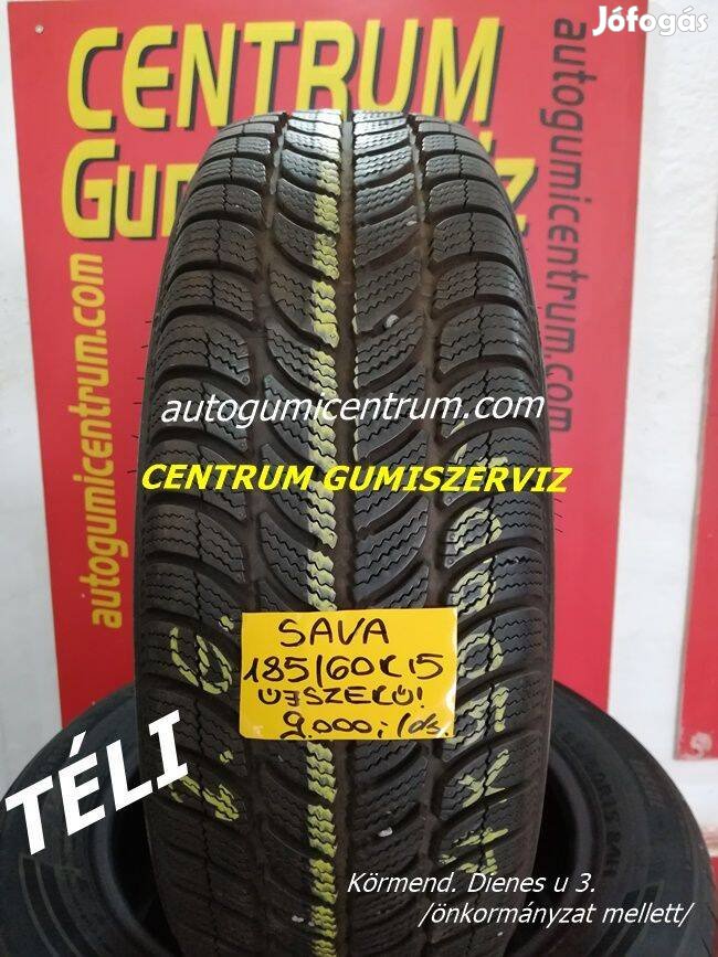 185/60r15 Sava használt téli gumi 2.-garnitúra/4db