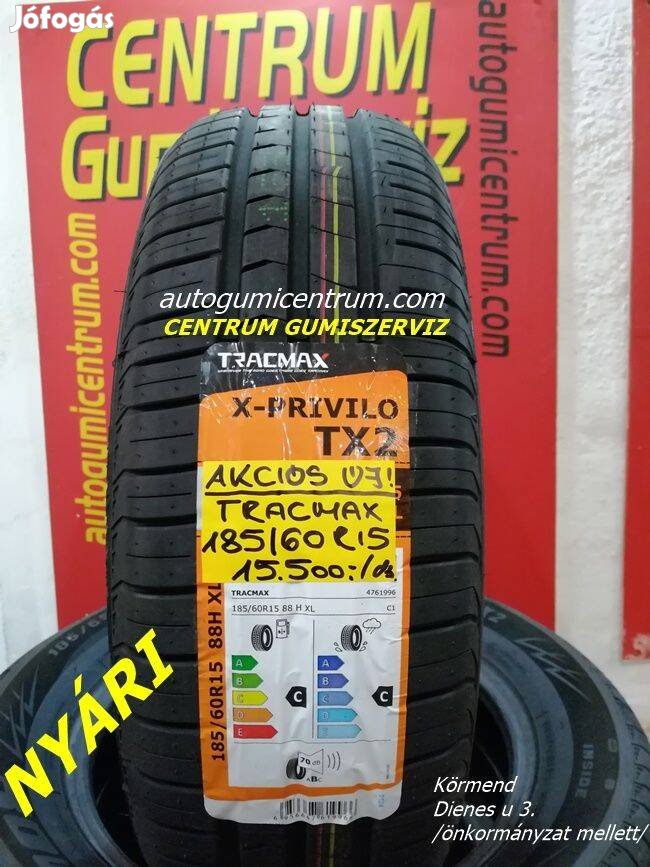 185/60r15 Tracmax új akciós nyári gumik. 15.500 Ft