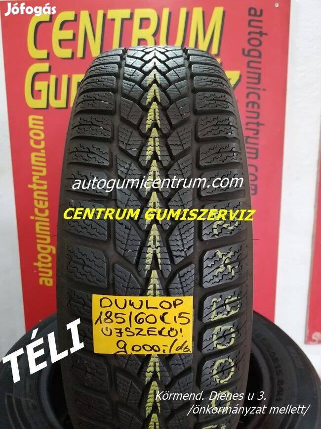 185/60r15 használt téli gumi Dunlop 2db