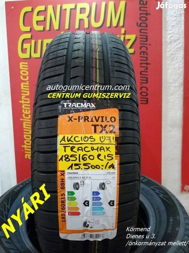 185/60r15 nyári gumi újak -Tracmax. 15.500,-