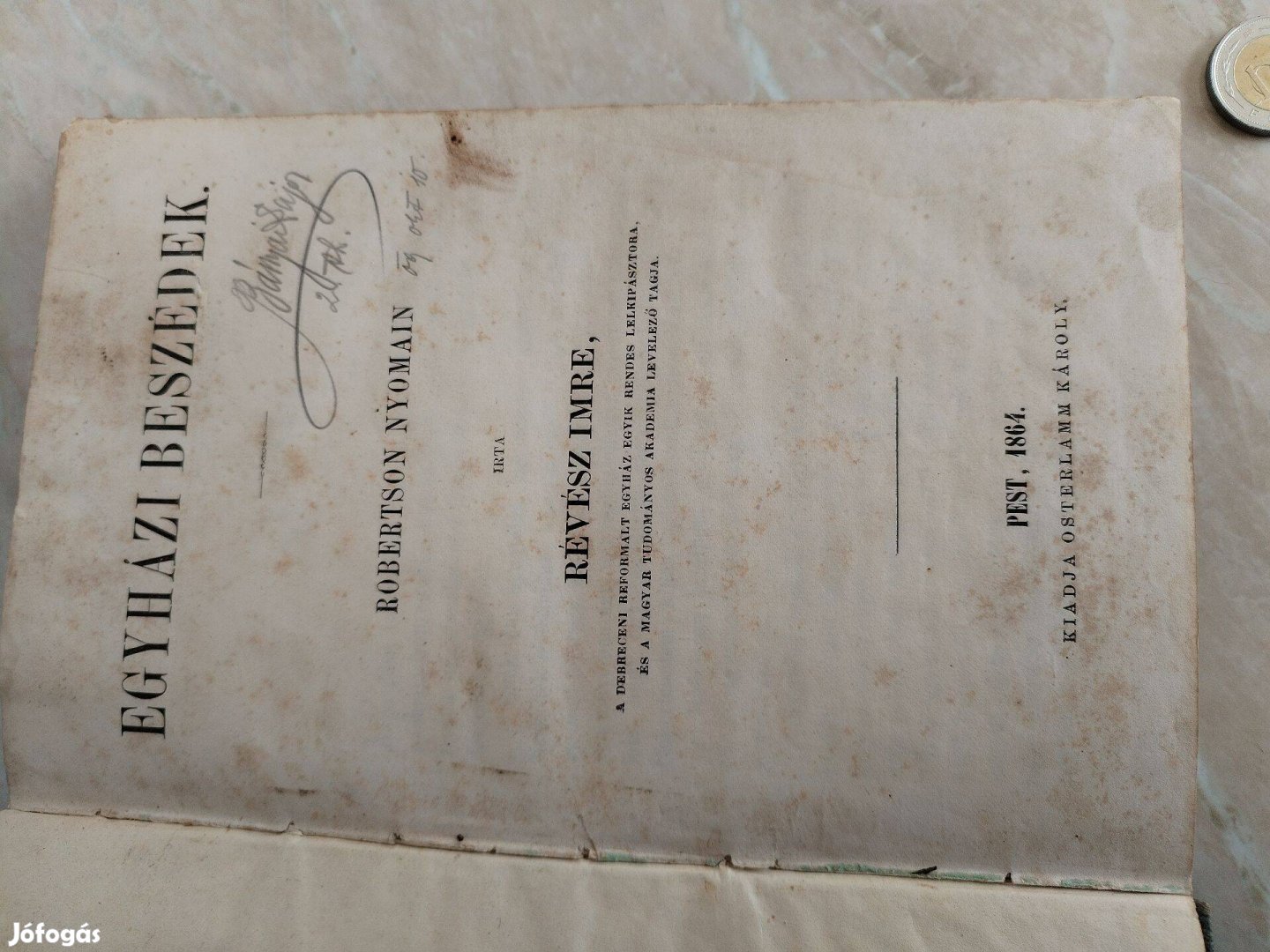 1864-es kiadású Egyházi Beszédek antik vallási könyv