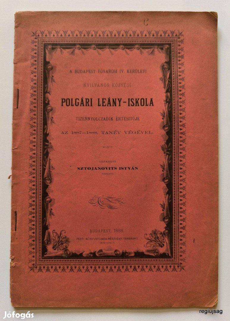 1888 / Polgári Leány-Iskola / Újság - Magyar / Ssz.: 28514