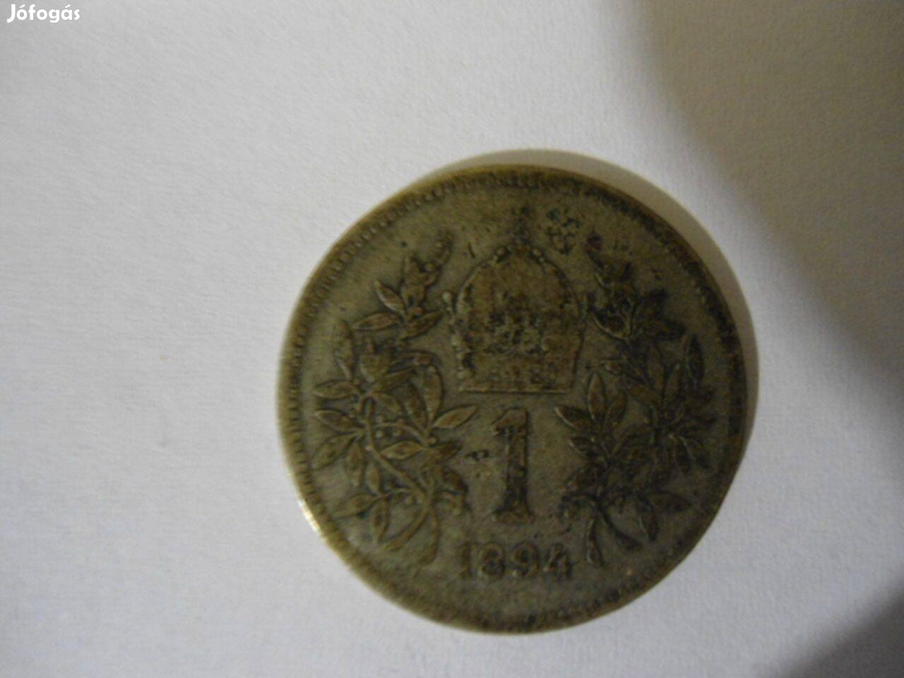 1894 Évi 1 Krone.(Ag). Régi Ezüst Érme Eladó