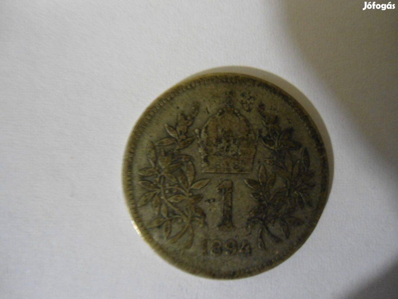 1894 Évi 1 Krone.(Ag). Régi Ezüst Érme Eladó