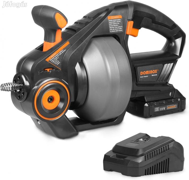 18 V akkumulátoros csőtisztító spirál, 7,6 m elektromos