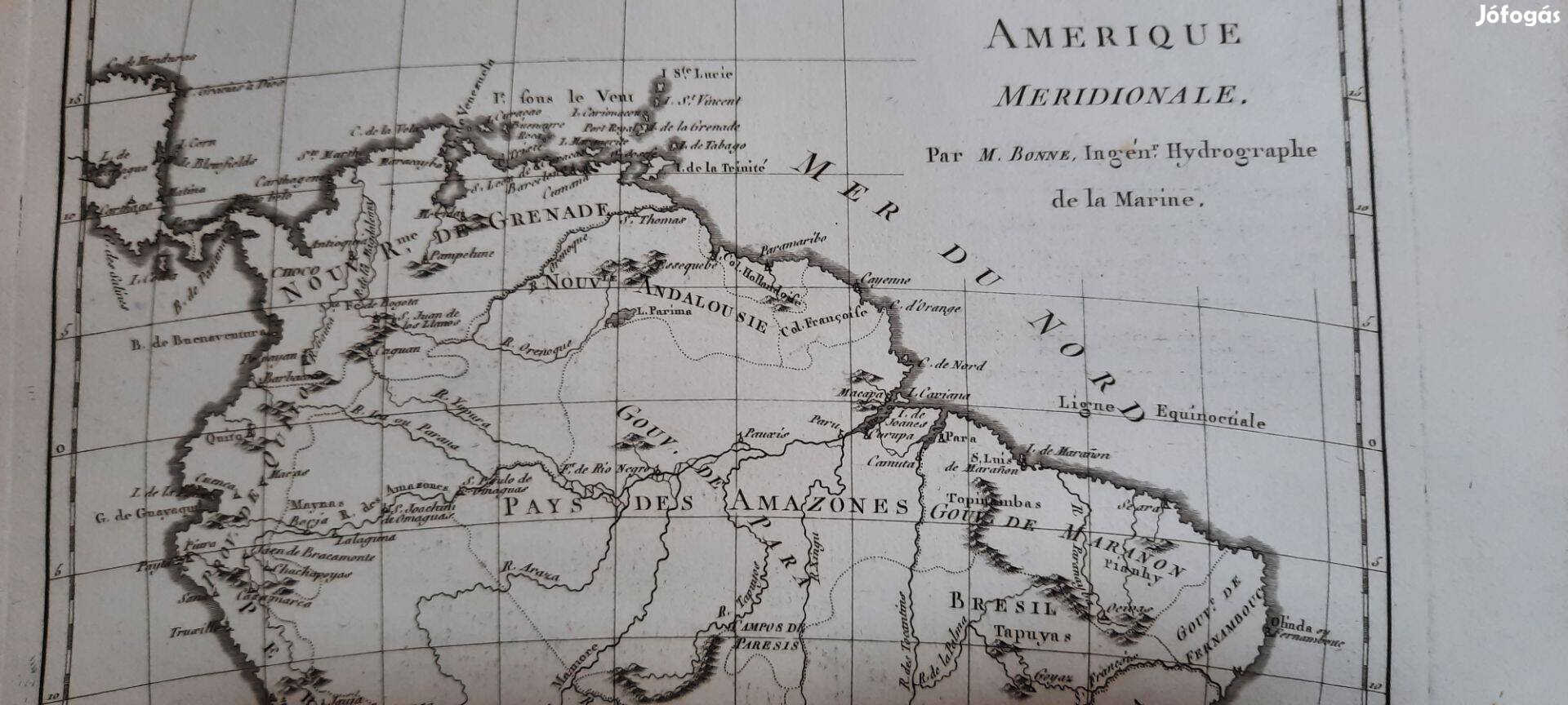 18. századi Dél-Amerika térkép, R. Bonne