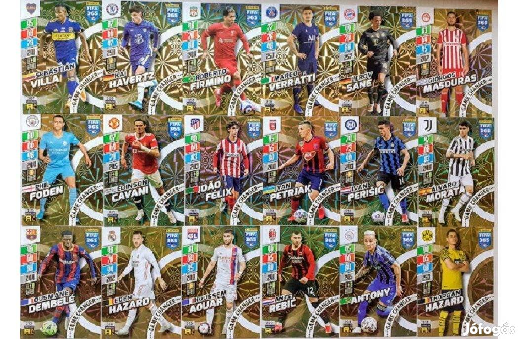 18 darab Gold Game Changer focis kártya, a teljes sor FIFA