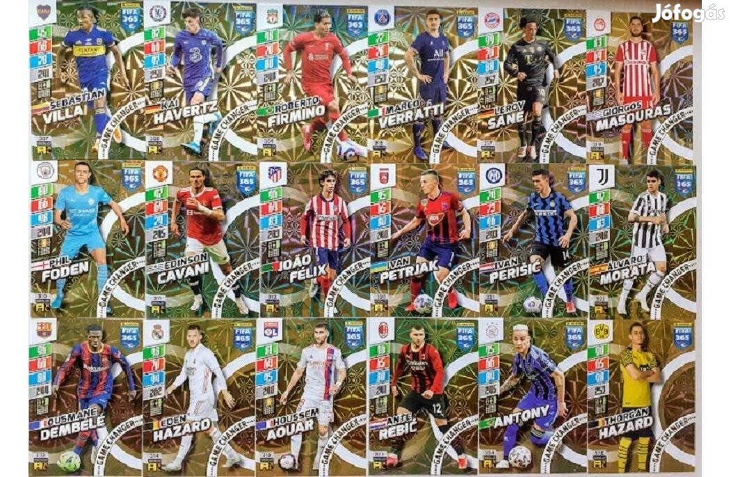 18 darab Gold Game Changer focis kártya, a teljes sor FIFA 365 2022