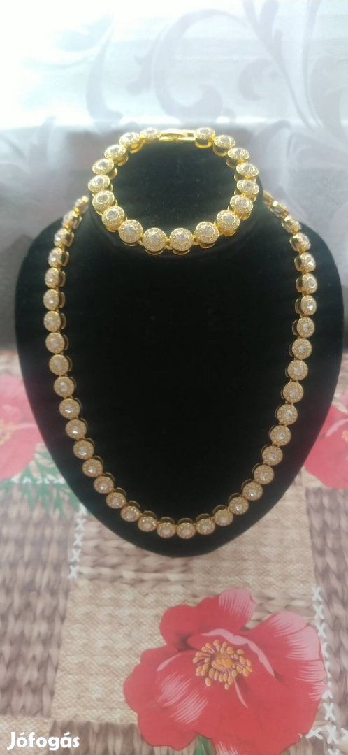 18k goldplated kerek kristály köves kubai luxus ékszer szett