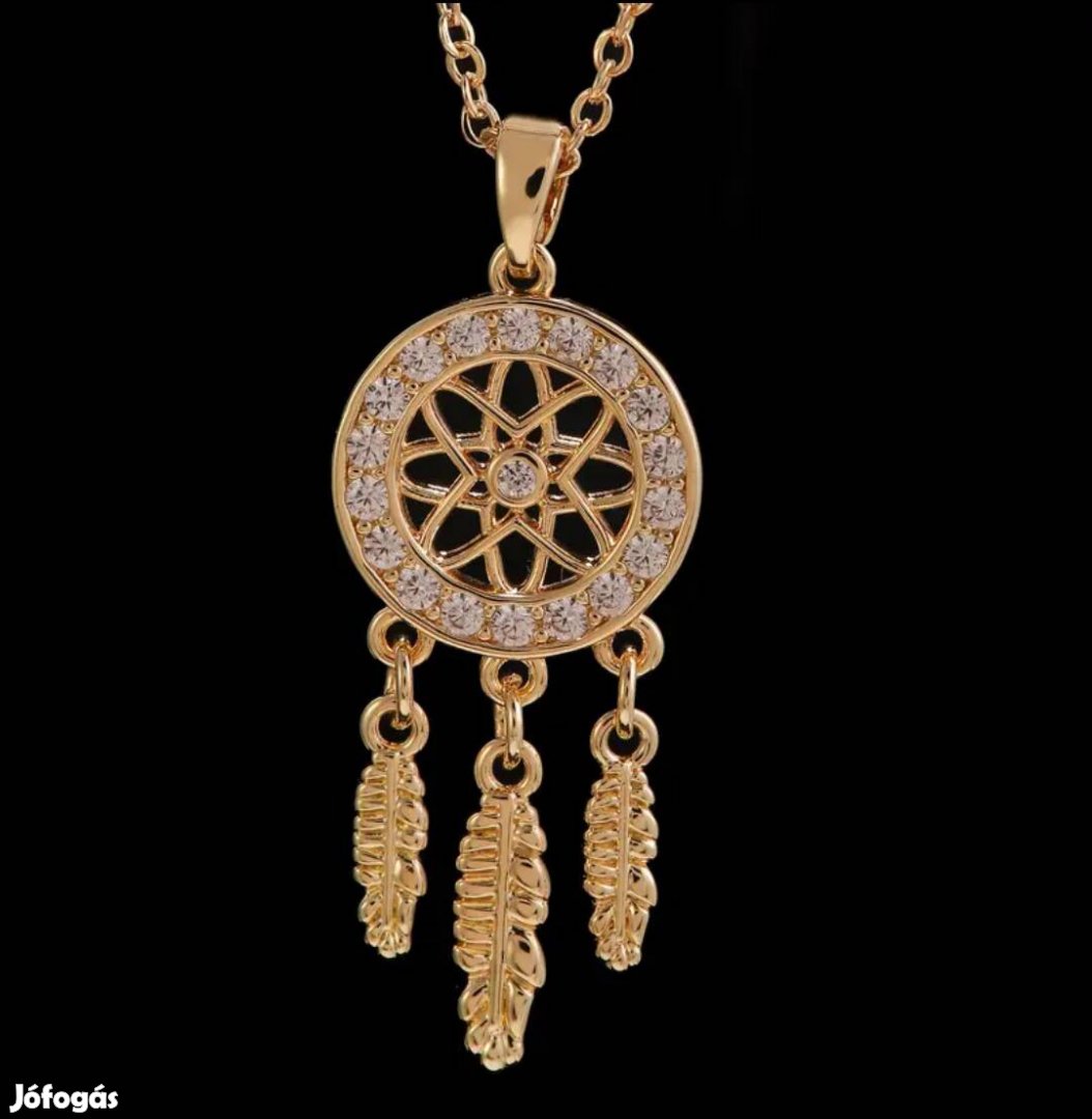 18k goldplated nemesacél strasszköves álom fogó medálos