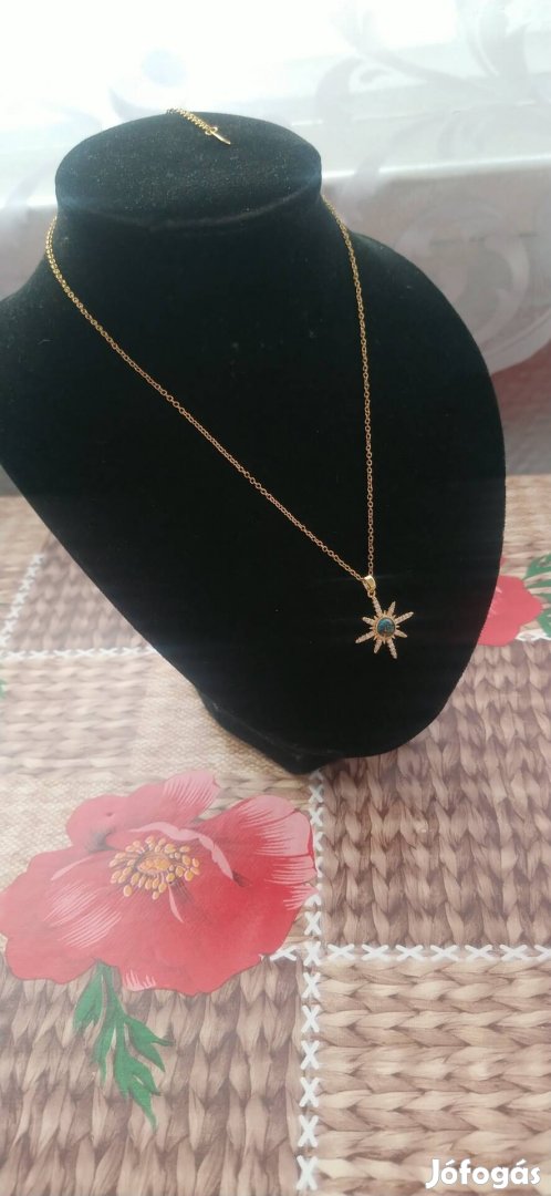 18k goldplated nemesacél strasszköves napsugár nyaklánc