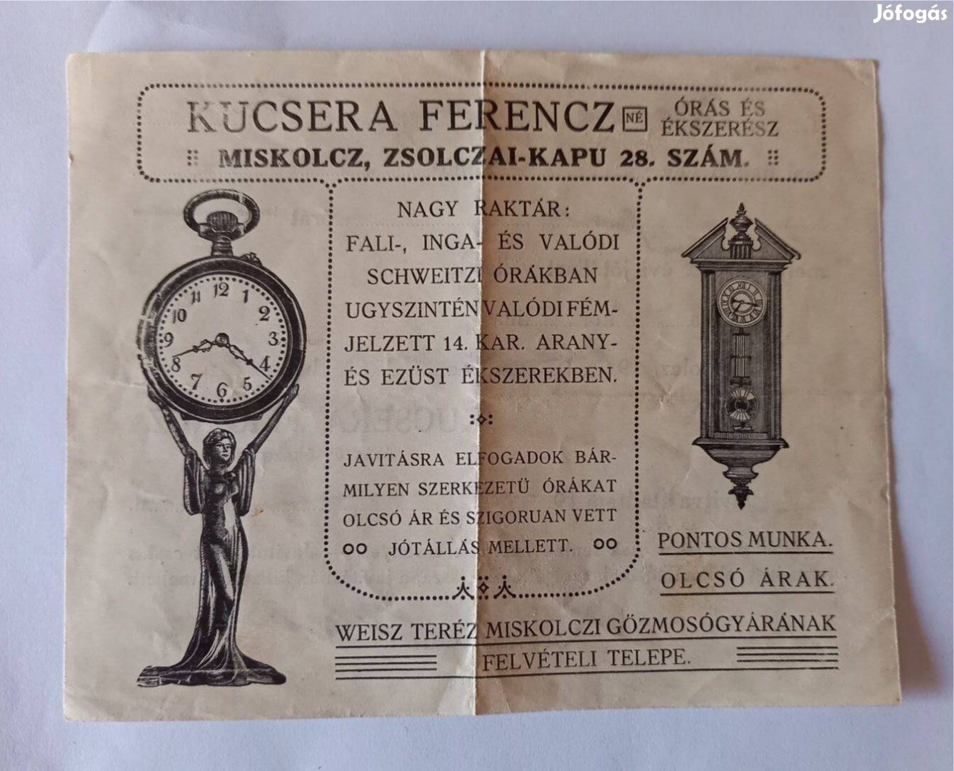 1900-as évek elejéről irat (Miskolcz)