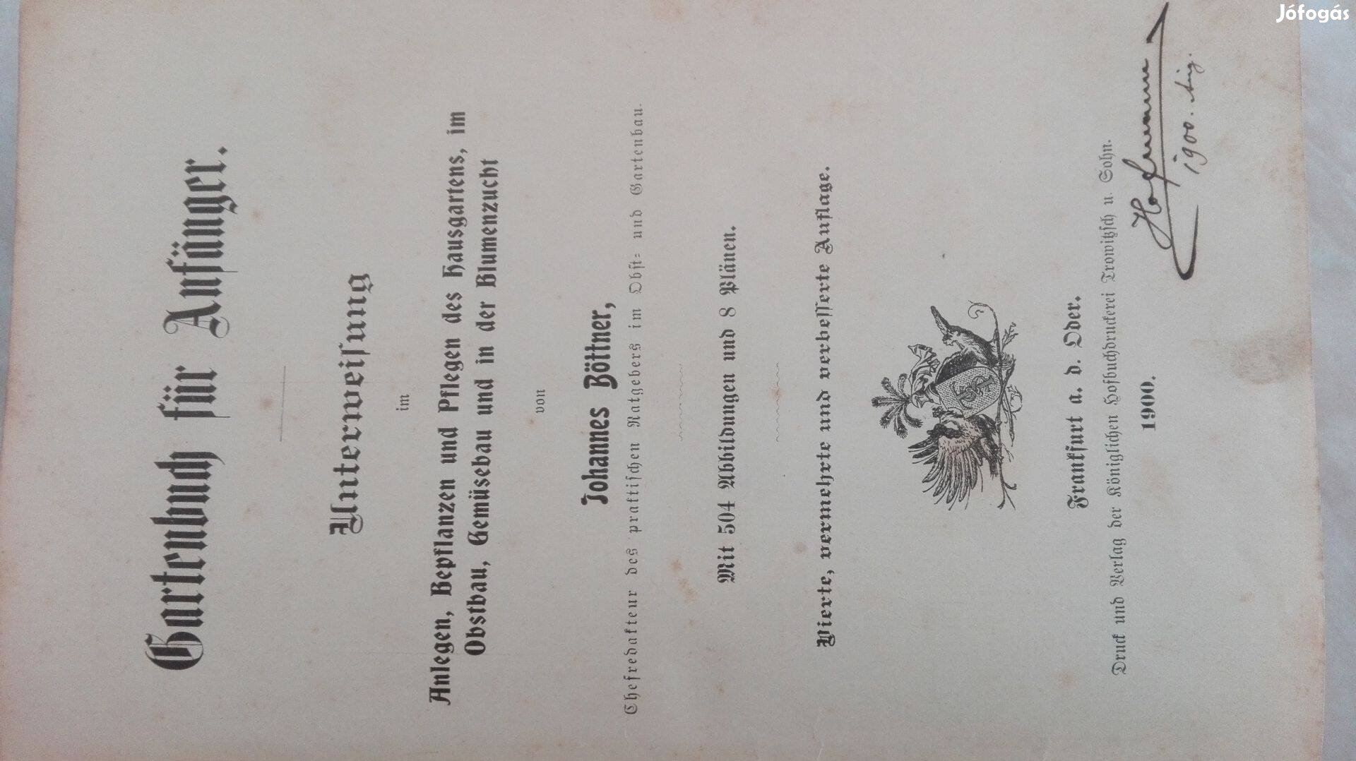 1900-as kiadású Német Szakkönyv a növénytermesztésről