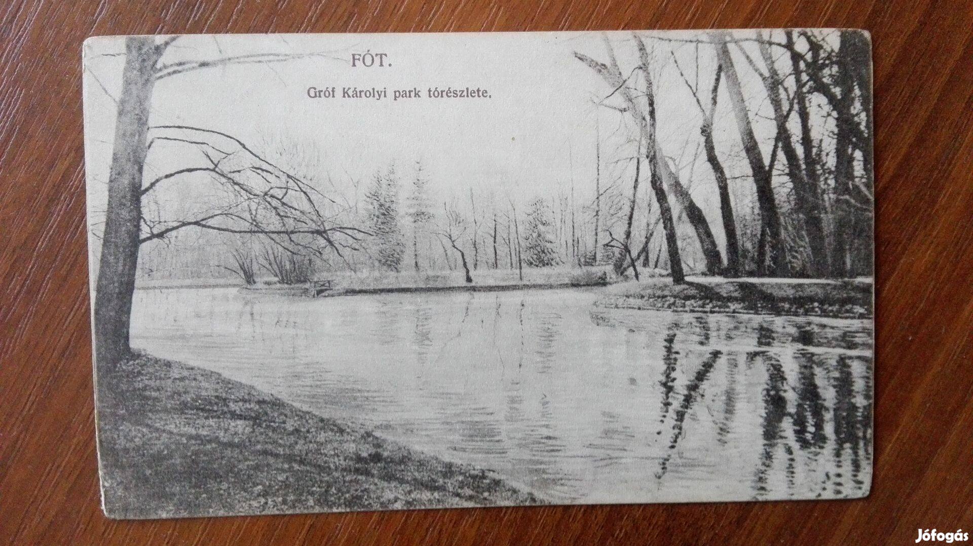 1912-es Fóti képeslap " Gróf Károlyi Park Tórészlete " ritka db