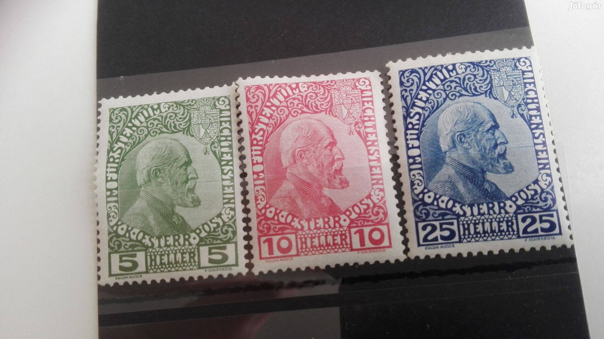 1912-es ritka bélyeg sor II. János Liechtensteini herceg